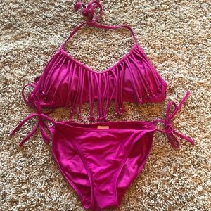 Xhilaration Pink fringe bikini swimsuit